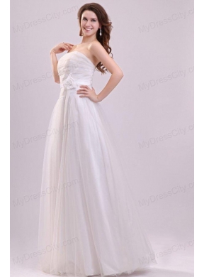 Strapless Empire Hand Made Flowers Floor-length Wedding Dress