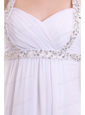 Straps Empire Chiffon Beaded Decorate Floor-length Wedding Dress