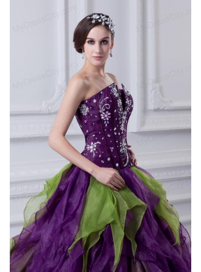 Uniques Multi-color Strapless Ball Gown Quinceanera Dress with Beading