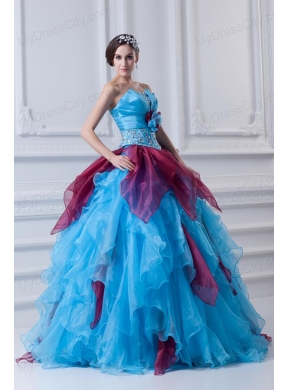 2014 Discount Ball Gown Strapless Beading Ruffles and Appliques Multi-Color Quinceanera Dress