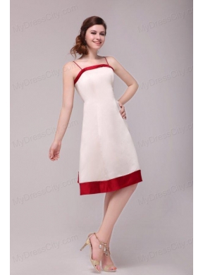 A-line Spaghetti Straps Knee-length Satin Wedding Dress