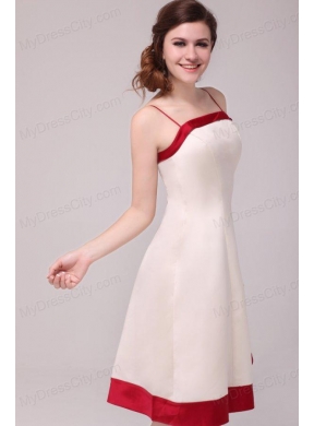 A-line Spaghetti Straps Knee-length Satin Wedding Dress