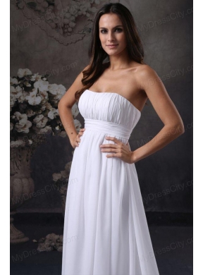 Elegant Empire Strapless Court Train Ruching Wedding Dress with Zipper Up