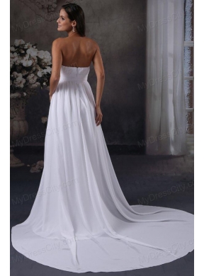 Elegant Empire Strapless Court Train Ruching Wedding Dress with Zipper Up