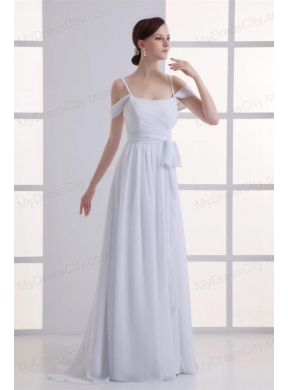 Empire Spaghetti Straps Ruching Chiffon Wedding Dress