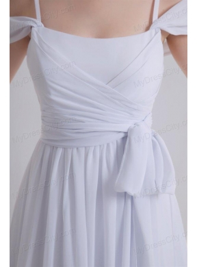 Empire Spaghetti Straps Ruching Chiffon Wedding Dress