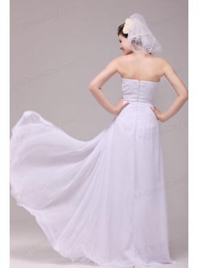 Empire Strapless Beading Ruching Floor-length Wedding Dress