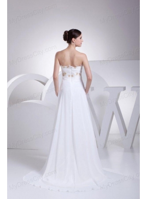 Empire Sweetheart Appliques Wedding Dress with Court Train