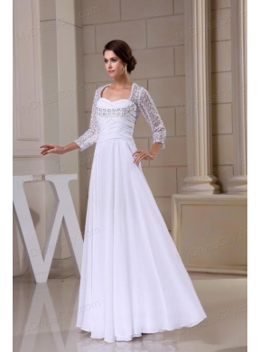 Empire Sweetheart Zipper Up Beading and Ruching Wedding Dress