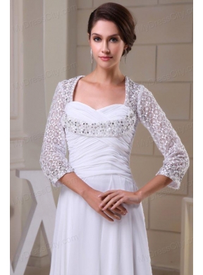 Empire Sweetheart Zipper Up Beading and Ruching Wedding Dress