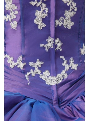 Purple Sweetheart Appliques and Pick-ups Taffeta Quinceanera Dress