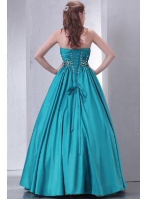 Sweetheart A-line Beaded Decorate Waist Quinceanera Dress in Turquoise