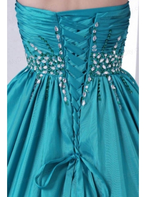 Sweetheart A-line Beaded Decorate Waist Quinceanera Dress in Turquoise