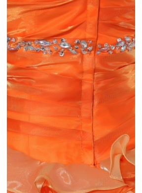 A-line Orange Halter Top Neck Appliques with Beading Quinceanera Dress