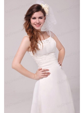 A-line Spaghetti Strap Embroidery Floor-length Wedding Dress