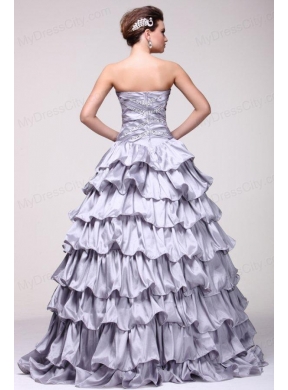 Lavender V-neck Beading and Ruffles Layered Quinceanera Dress