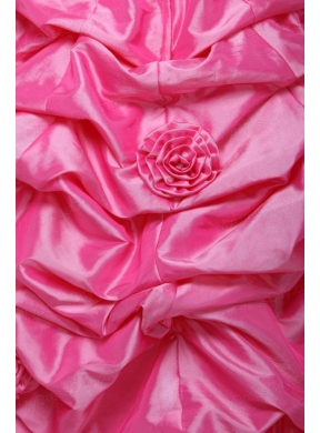 Rose Pink Strapless Hand Made Flowers and Pick-ups Quinceanera  Dress