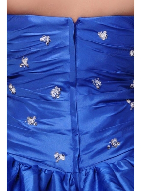 Strapless Beading and Pick-ups Taffeta Quinceanera Dress in Blue