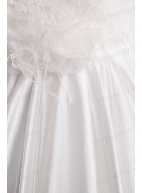 A-line High Neck Feather Court Train Taffeta Wedding Dress