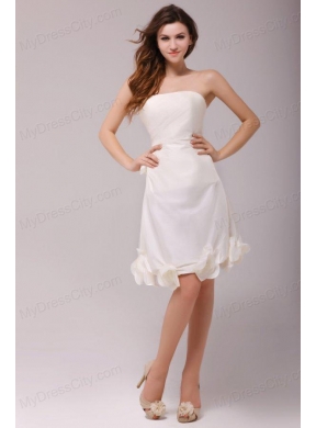 A-line Strapless Ruching Taffeta Knee-length Wedding Dress