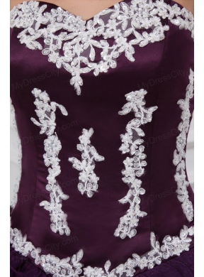 Appliques and Ruffles Sweetheart Dark Purple Quinceanera Dress