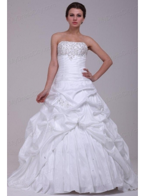 Ball Gown Court Train Beading Appliques Lace Up Taffeta Wedding Dress