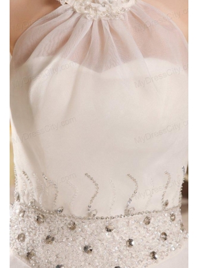 Ball Gown Halter Top Neck Embroidery and Beading Wedding Dress