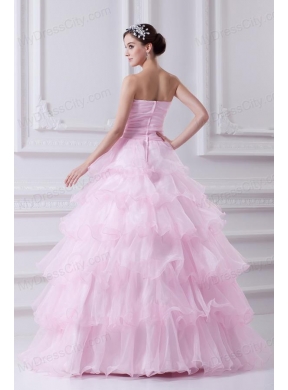 Ball Gown Strapless Beading Appliques Baby Pink  Quinceanera Dress