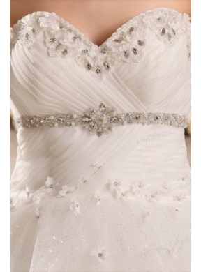 Beaded Decorate Sweetheart Ball Gown Wedding Dress with Sequins