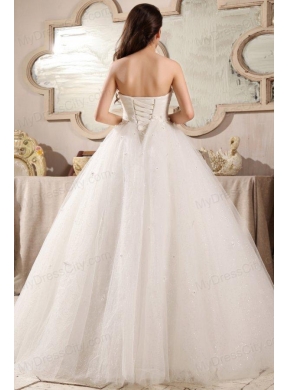 Beaded Decorate Sweetheart Ball Gown Wedding Dress with Sequins