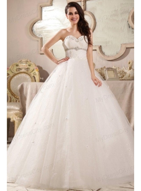 Beaded Decorate Sweetheart Ball Gown Wedding Dress with Sequins