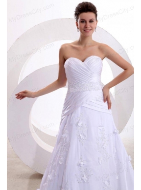 Brand New A-line Sweetheart Appliques and Ruche Wedding Dress