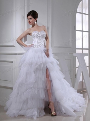 Elegant Princess Ruffled Layers and Appliques Wedding Dress with Sweetheart