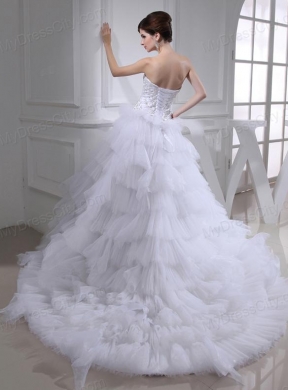 Elegant Princess Ruffled Layers and Appliques Wedding Dress with Sweetheart