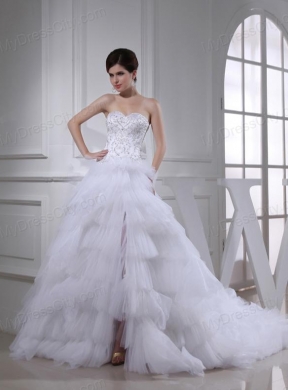 Elegant Princess Ruffled Layers and Appliques Wedding Dress with Sweetheart