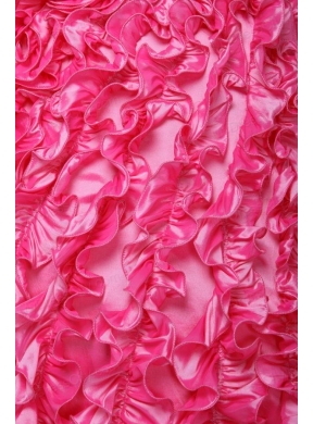 Hot Pink One Shoulder Hand Made Flowers and Ruffles Quinceanera Dress