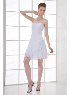 Simple Empire Sweetheart Mini-length Chiffon Wedding Dress with Ruching and Appliques