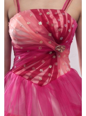 Straps Beading and Ruffles Layered Quinceanera Dress in Pink