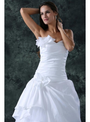 Sweetheart Column Ruche Decorate Floor-length Wedding Dress