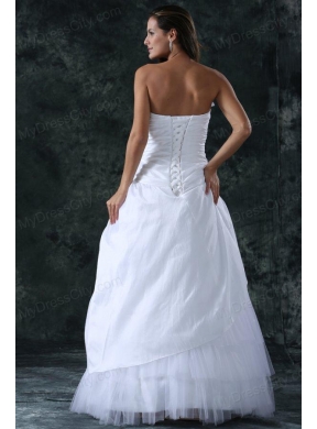 Sweetheart Column Ruche Decorate Floor-length Wedding Dress