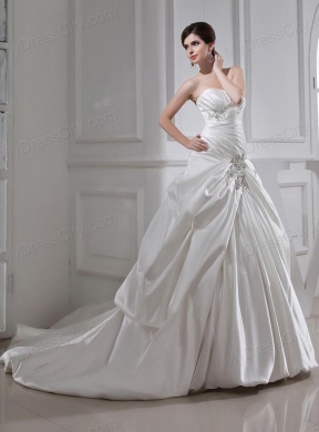 2014 Fashinable Princess Ball Gown Sweetheart Paillette Pick-ups Wedding Dress