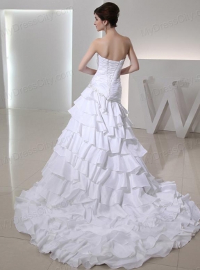 2014 Mermaid Sweetheart Taffeta Wedding Dress with  Ruching Ruffled Layers