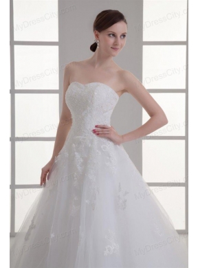 A-line Sweetheart Sweep Train Wedding Dress with Sequins