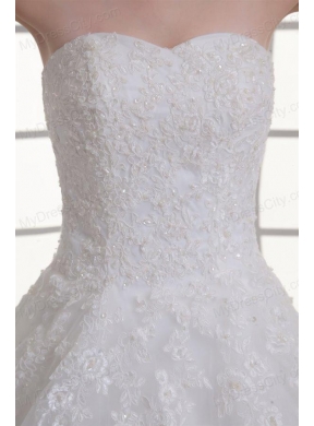 A-line Sweetheart Sweep Train Wedding Dress with Sequins