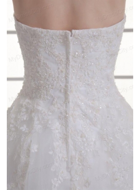 A-line Sweetheart Sweep Train Wedding Dress with Sequins