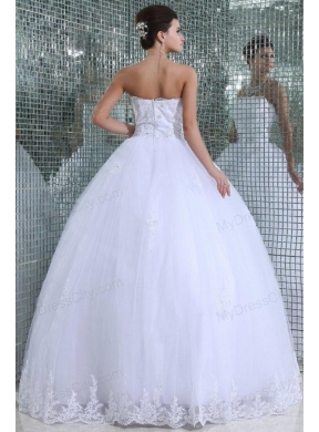 Ball Gown Strapless Floor-length Wedding Dress with Appliques