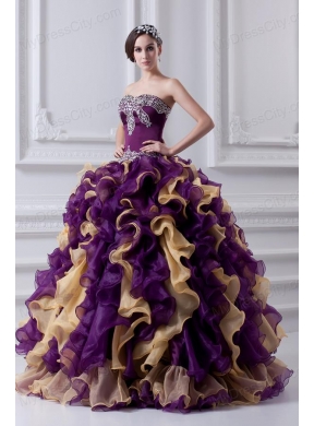 Beautiful Ball Gown Multi Colored Sweetheart 2014 Quinceanera Dress with Beading