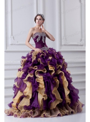 Beautiful Ball Gown Multi Colored Sweetheart 2014 Quinceanera Dress with Beading