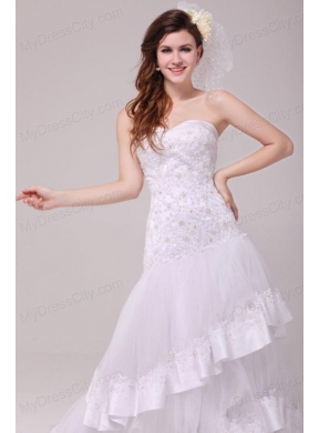 Fashionable A-line Sweetheart Appliques Decorate Wedding Dress