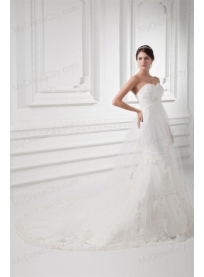 Gorgeous Mermaid Sweetheart Wedding Dress with Lace Chapel Train